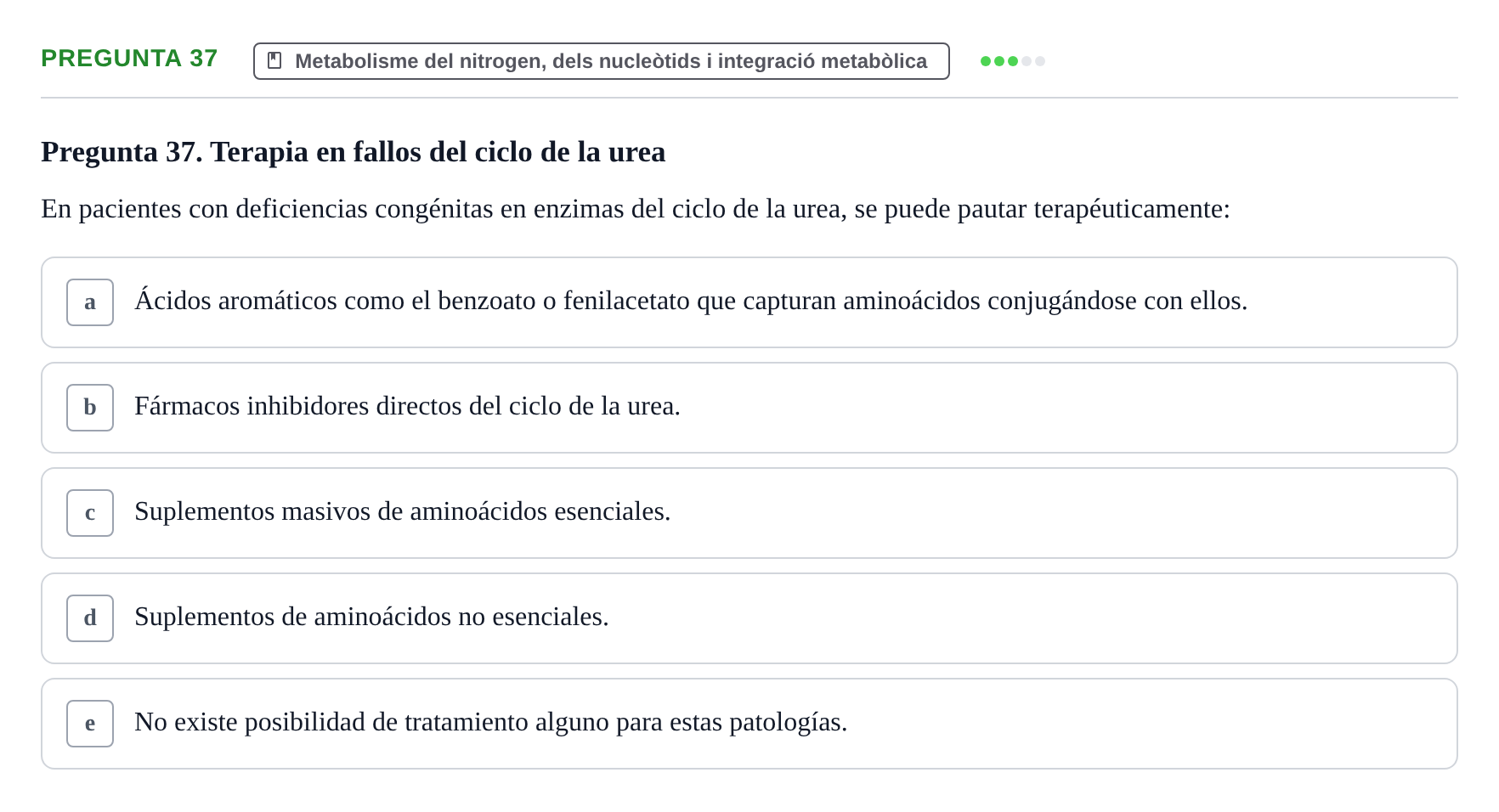Enunciado: Pregunta 37 · Bioquímica y Biología Molecular URV 2013
