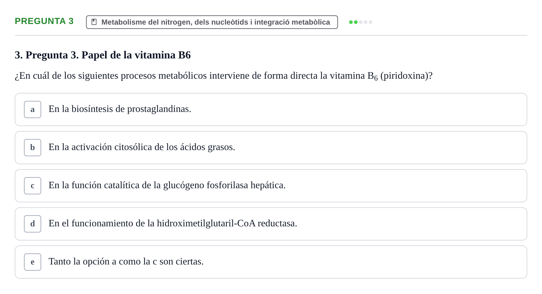 Enunciado: Pregunta 3 · Bioquímica y Biología Molecular URV 2013