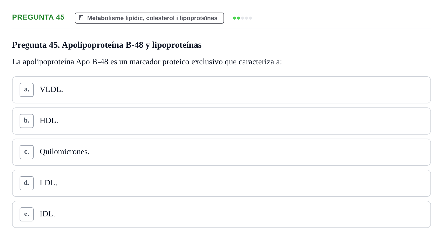 Enunciado: Pregunta 45 · Bioquímica y Biología Molecular URV 2013