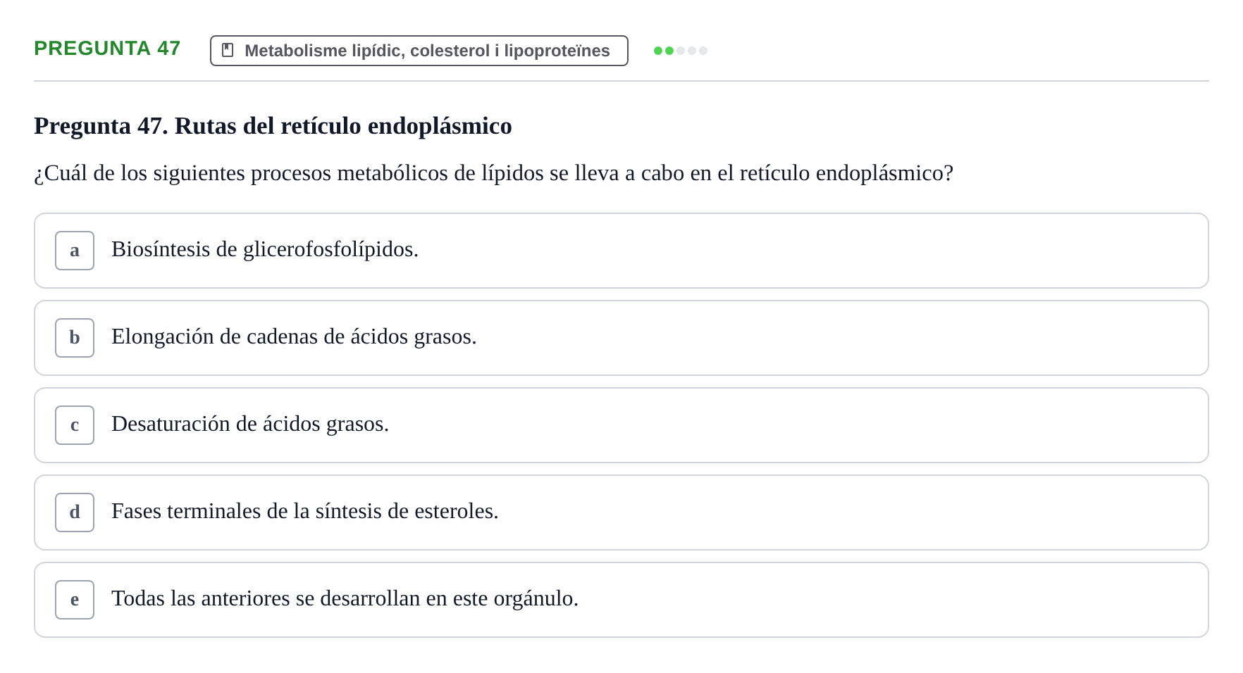 Enunciado: Pregunta 47 · Bioquímica y Biología Molecular URV 2013