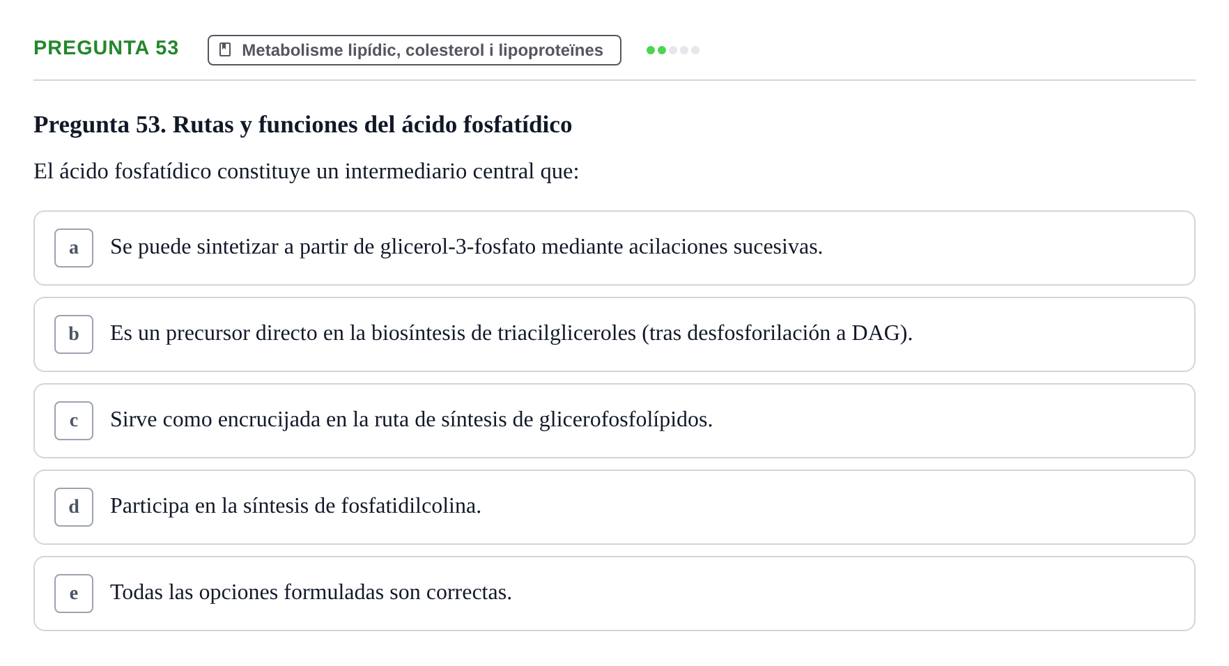 Enunciado: Pregunta 53 · Bioquímica y Biología Molecular URV 2013