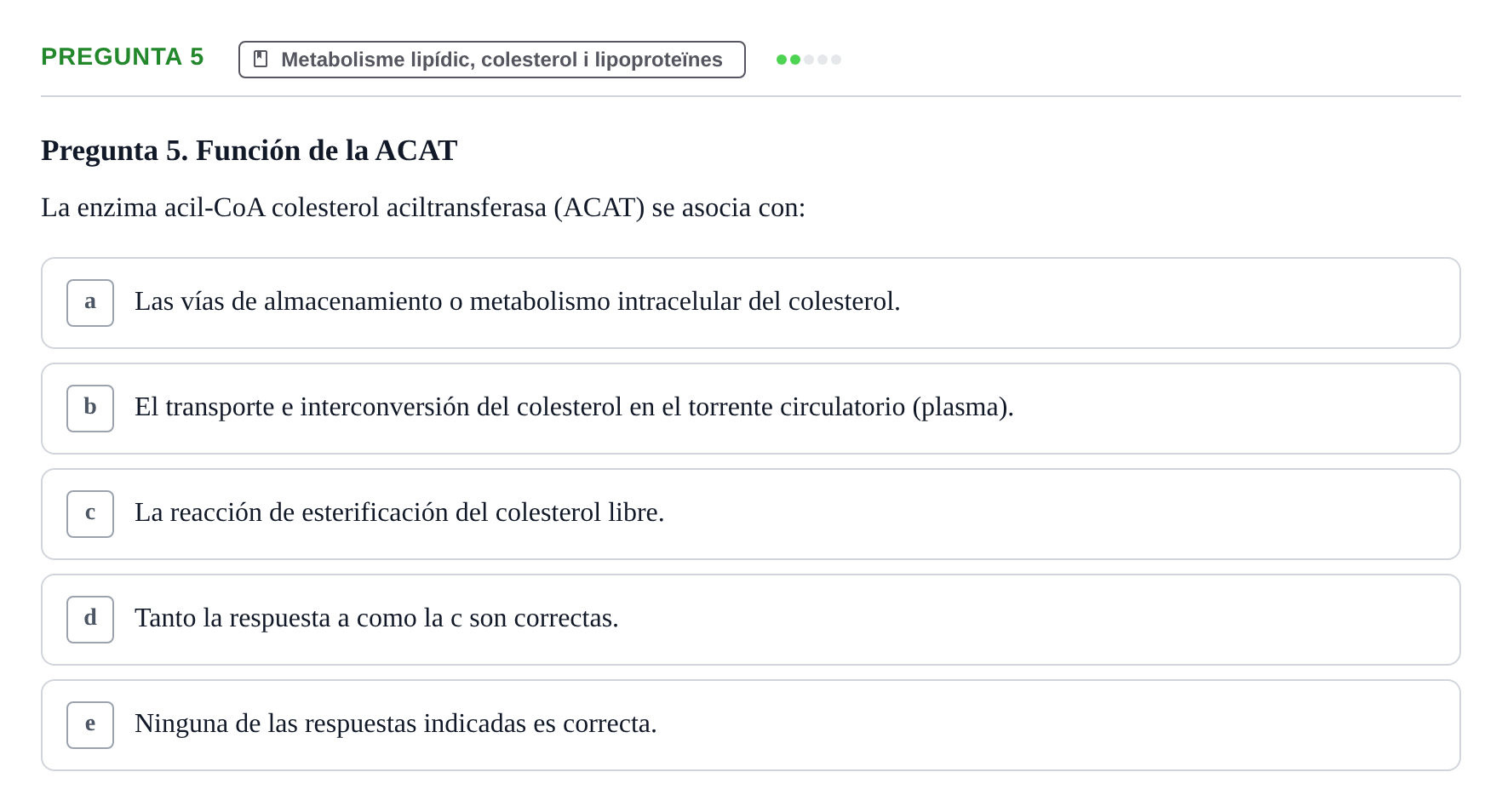 Enunciado: Pregunta 5 · Bioquímica y Biología Molecular URV 2013