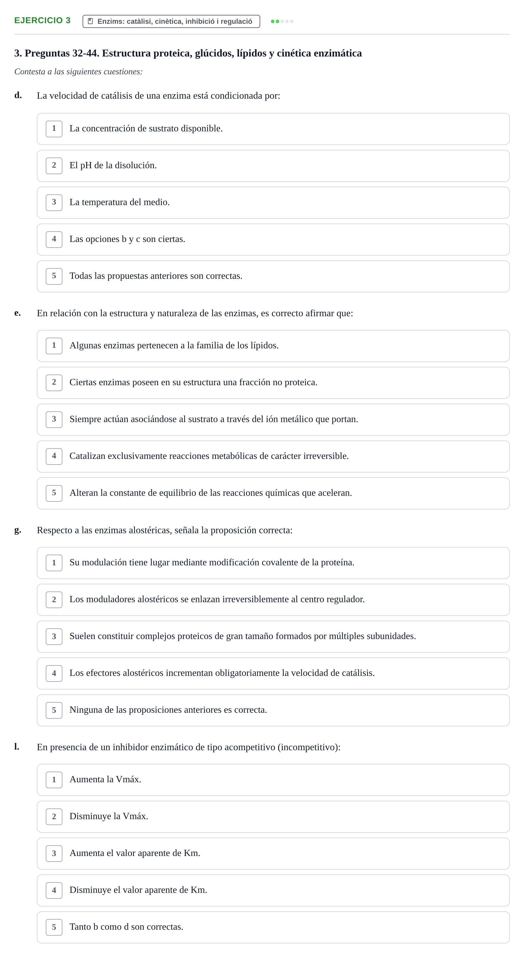 Enunciado: Ejercicio 3 - Enzims: catàlisi, cinètica, inhibició i regul… · Bioquímica y Biología Molecular URV Examen Primer Parcial. Bioquímica y Biología Molecular