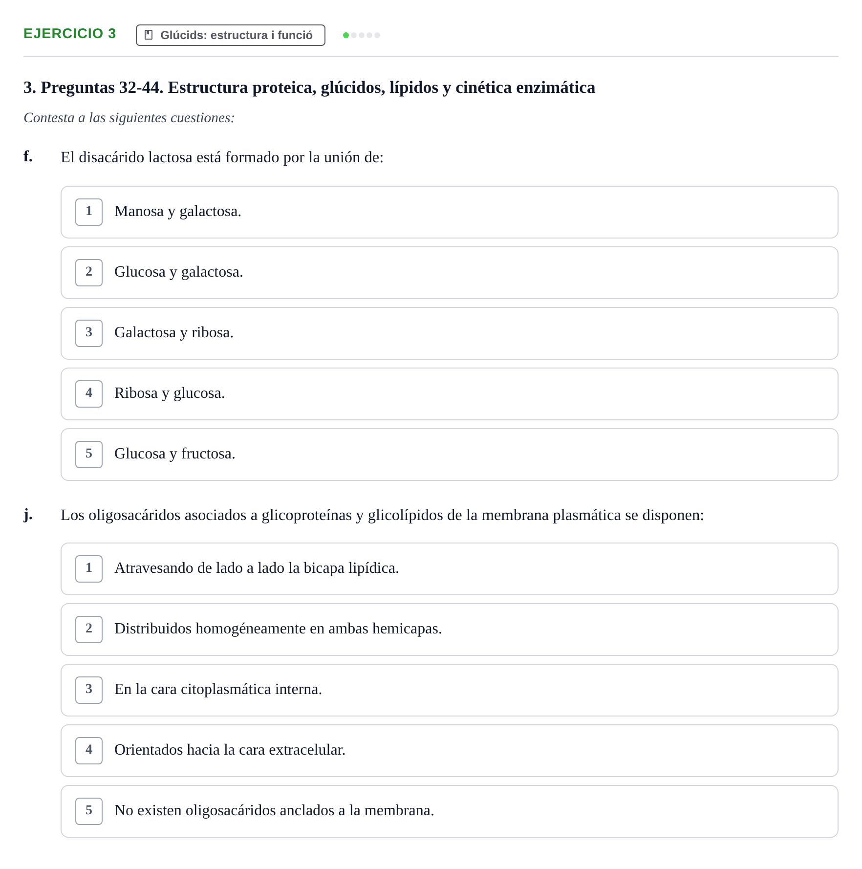 Enunciado: Ejercicio 3 - Glúcids: estructura i funció · Bioquímica y Biología Molecular URV Examen Primer Parcial. Bioquímica y Biología Molecular