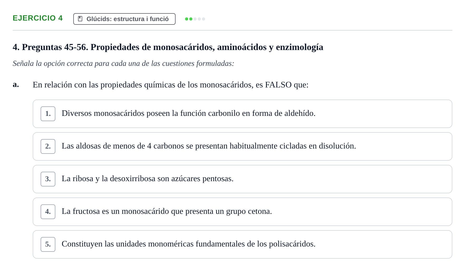Enunciado: Ejercicio 4 - Glúcids: estructura i funció · Bioquímica y Biología Molecular URV Examen Primer Parcial. Bioquímica y Biología Molecular