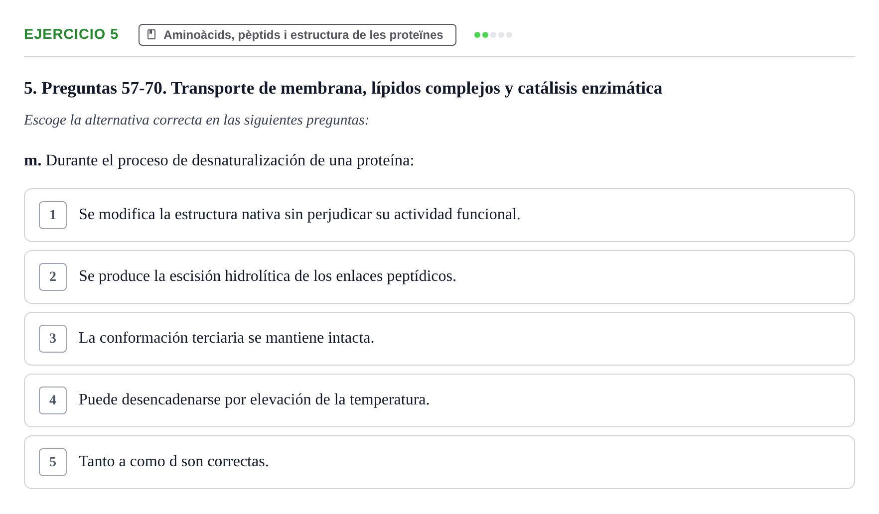 Enunciado: Ejercicio 5 - Aminoàcids, pèptids i estructura de les prote… · Bioquímica y Biología Molecular URV Examen Primer Parcial. Bioquímica y Biología Molecular