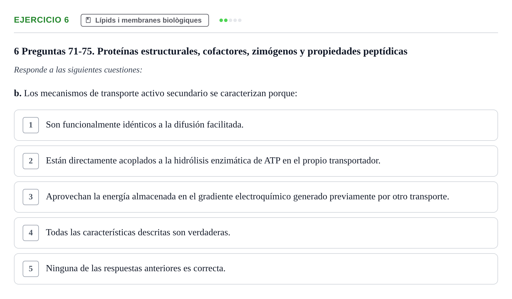 Enunciado: Ejercicio 6 - Lípids i membranes biològiques · Bioquímica y Biología Molecular URV Examen Primer Parcial. Bioquímica y Biología Molecular