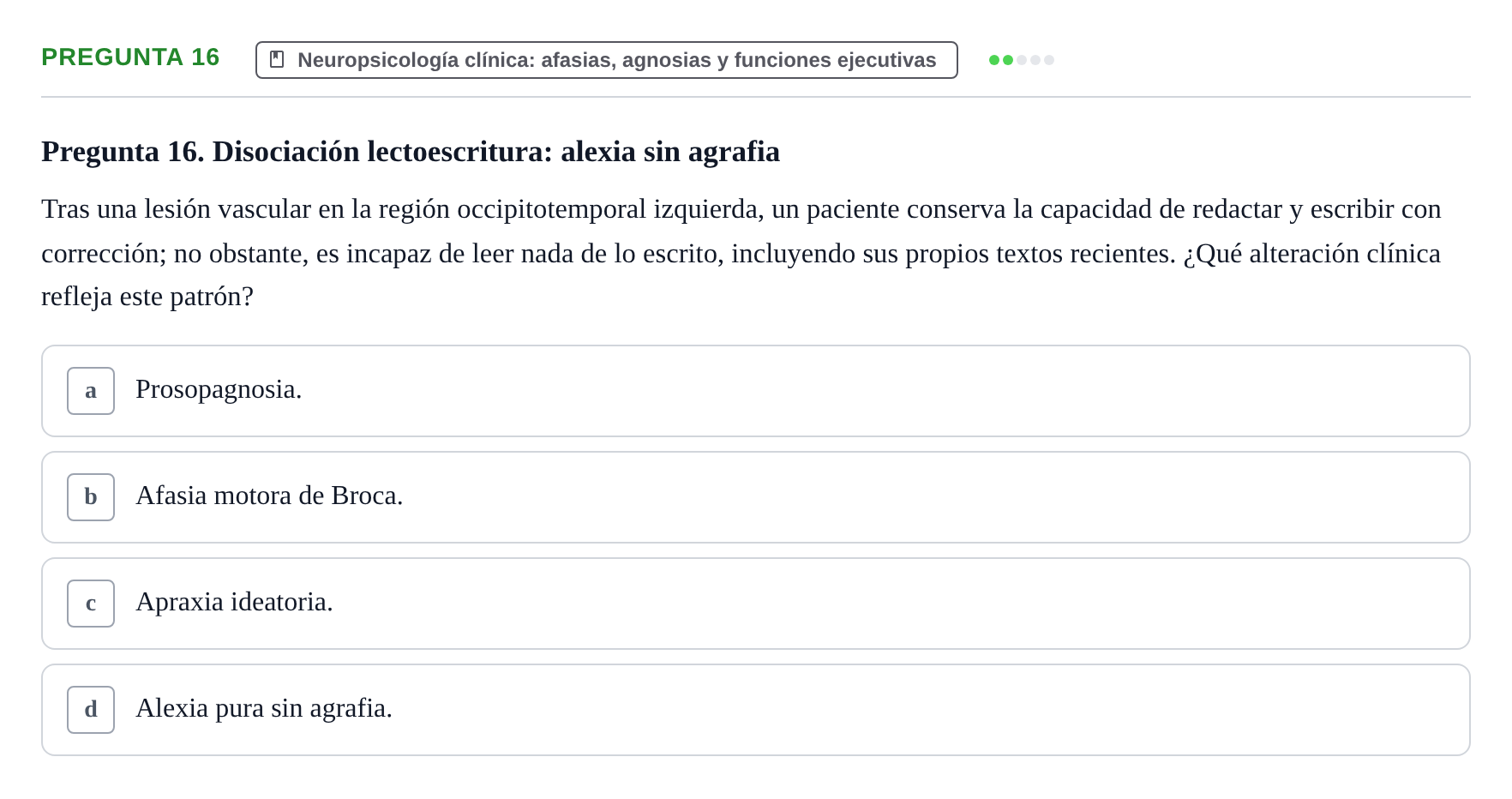 Enunciado: Pregunta 16