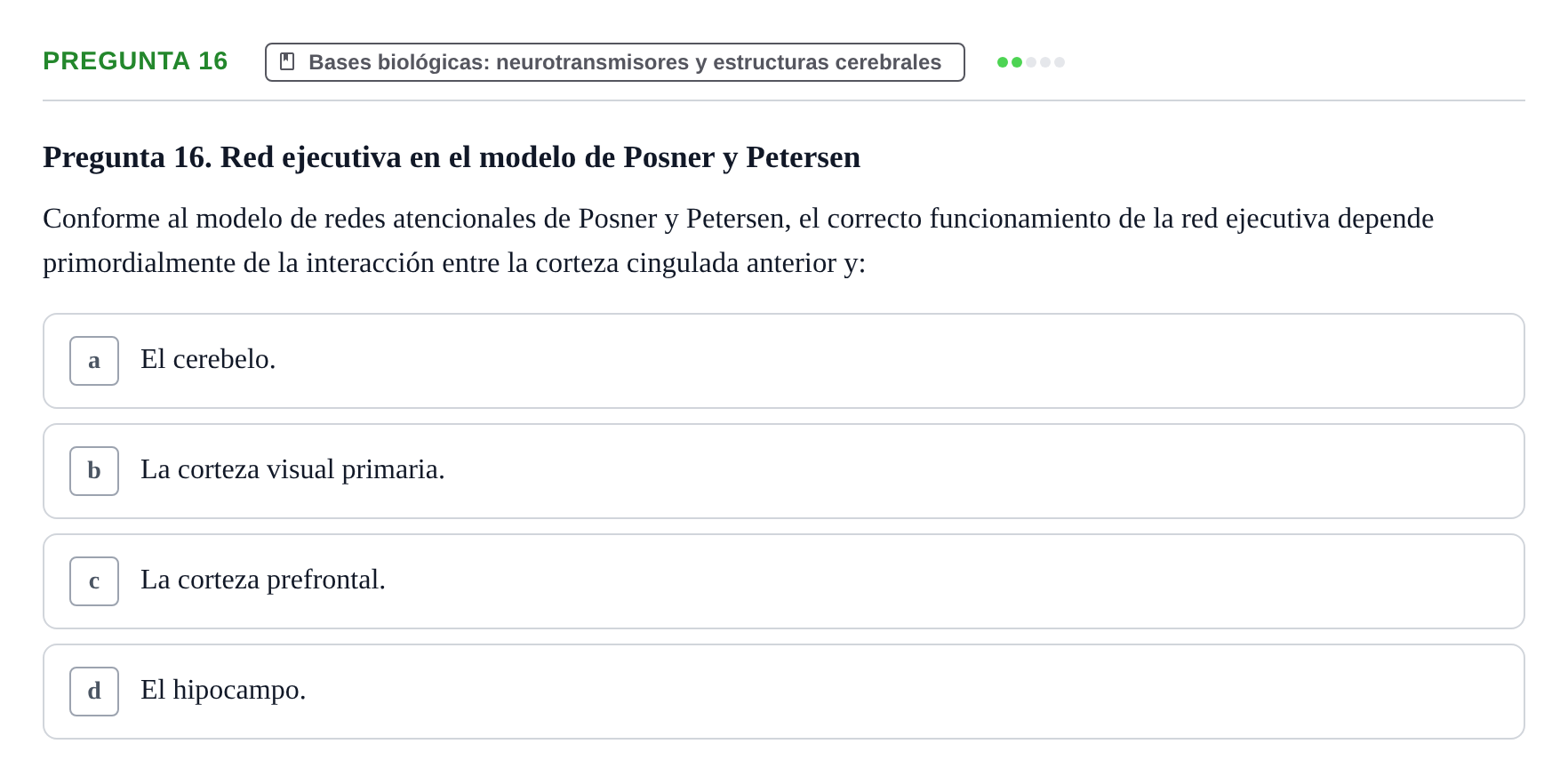 Enunciado: Pregunta 16
