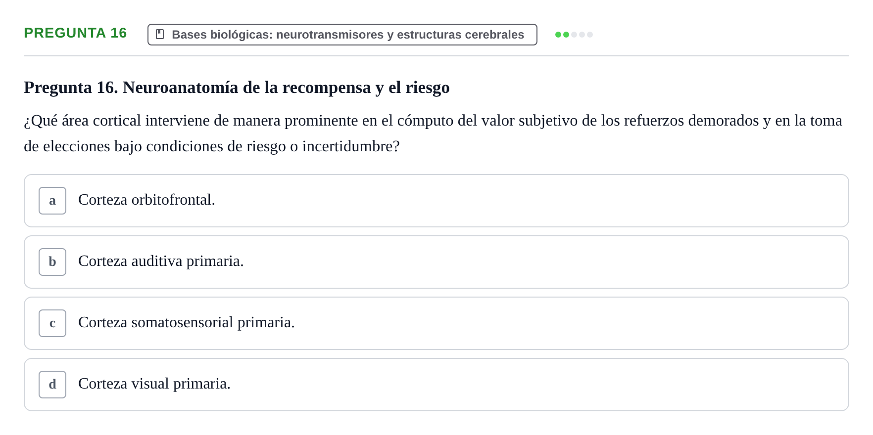 Enunciado: Pregunta 16