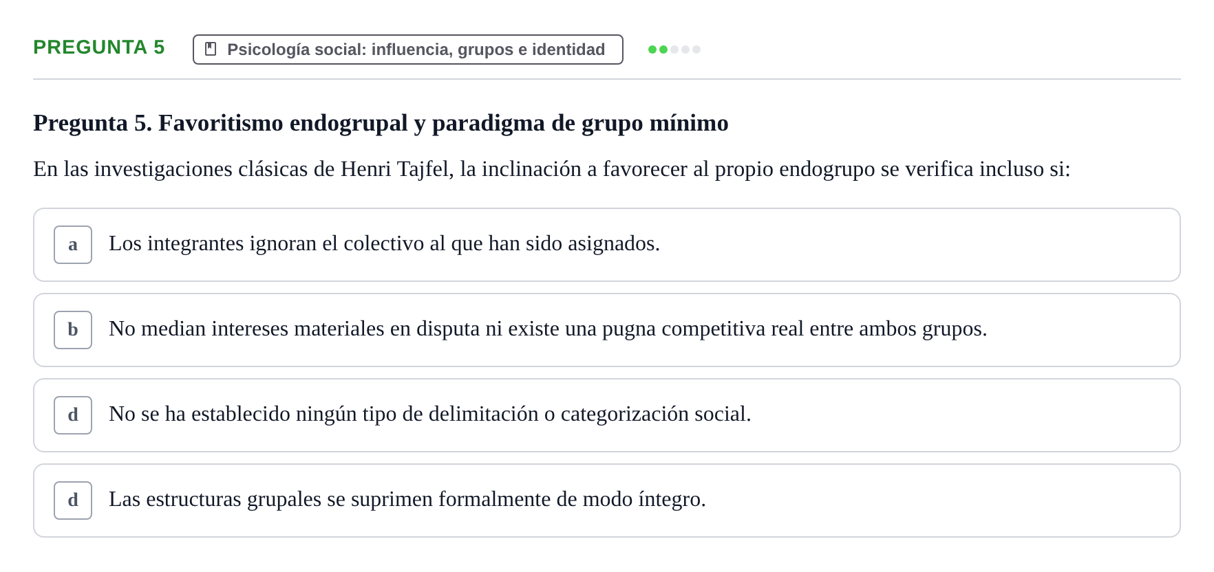 Enunciado: Pregunta 5