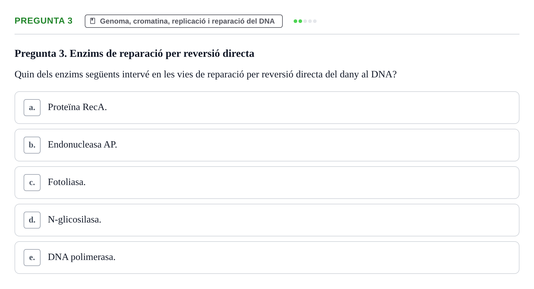 Enunciado: Pregunta 3 · Bioquímica y Biología Molecular URV 2017