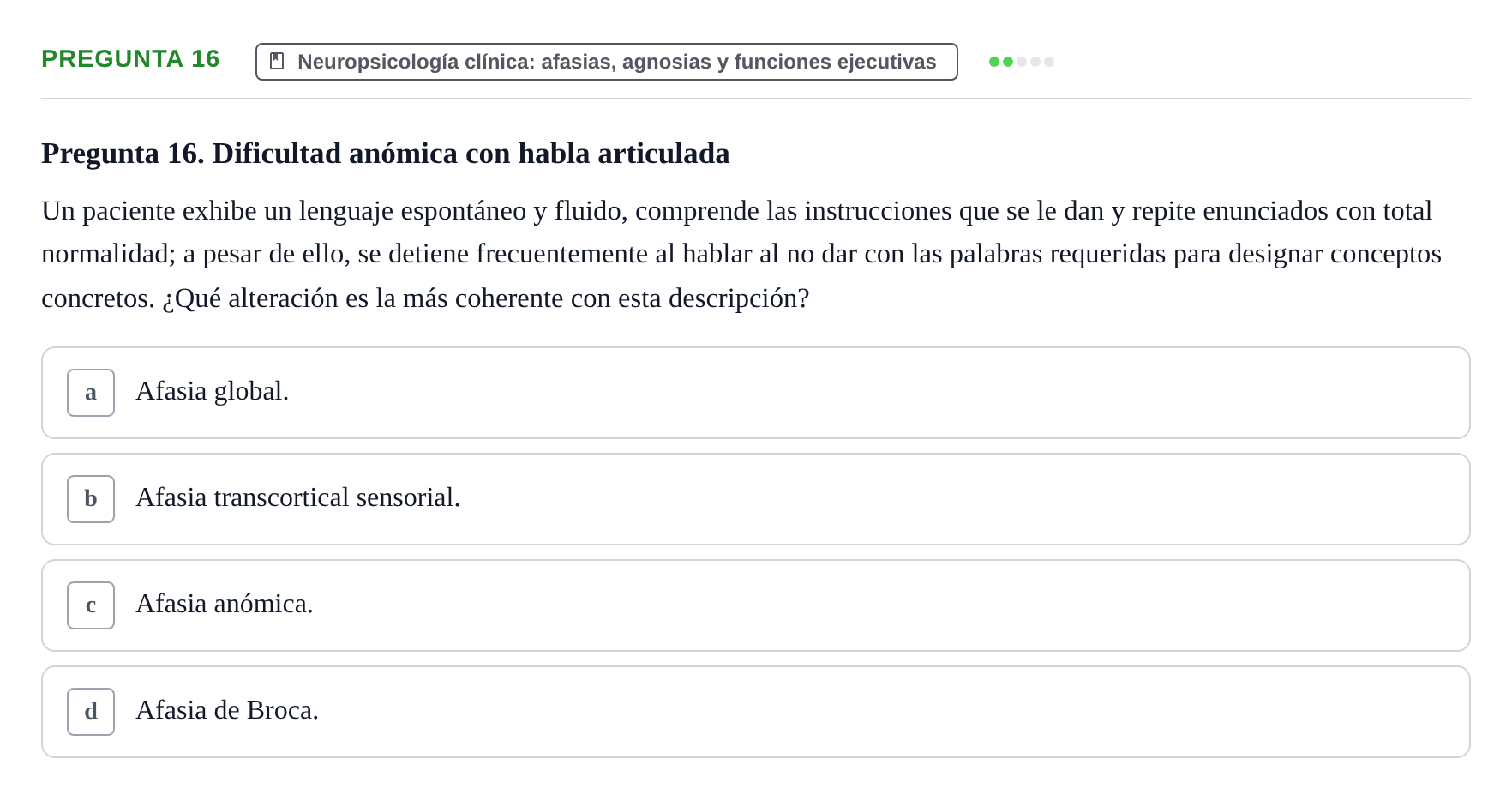 Enunciado: Pregunta 16