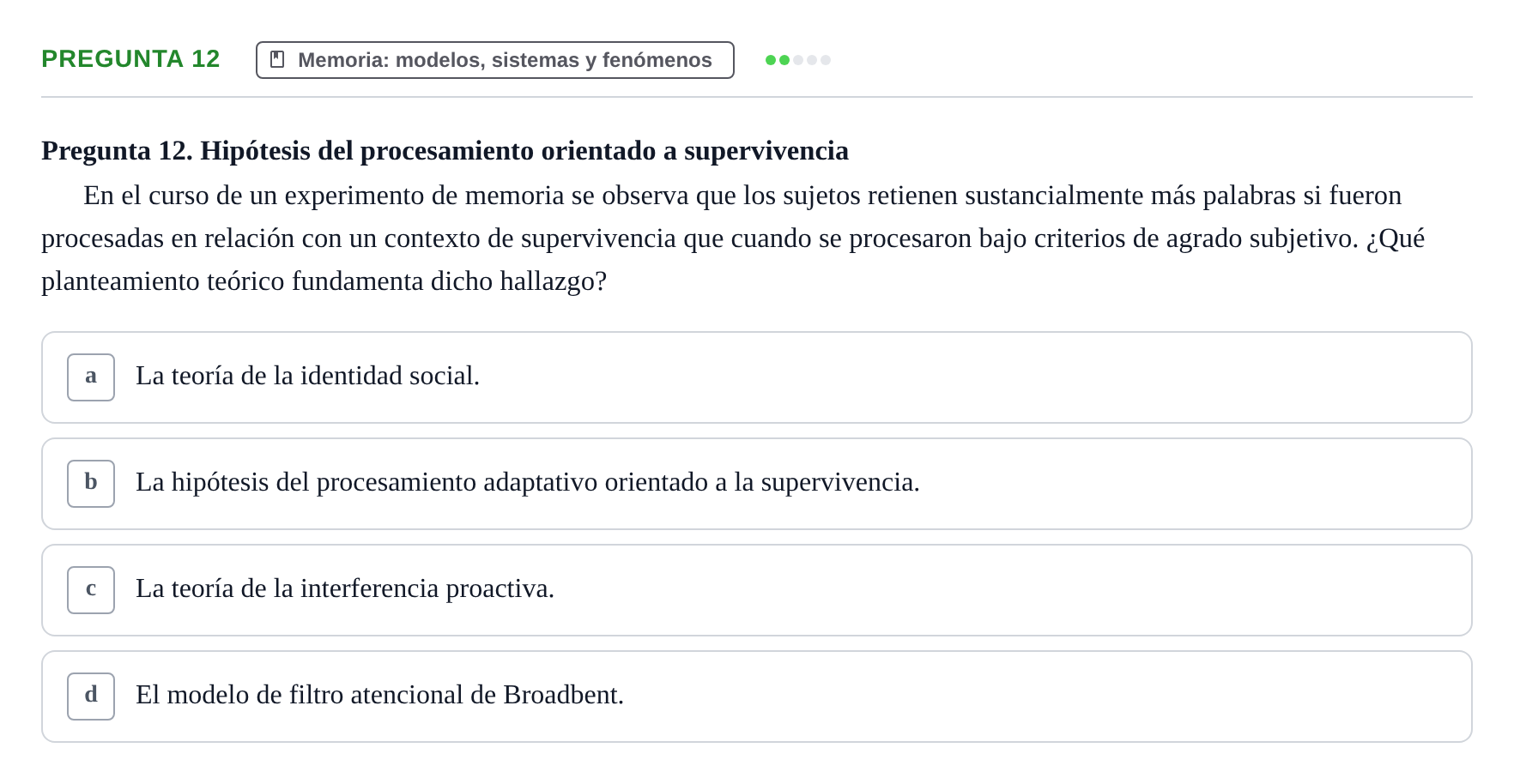 Enunciado: Pregunta 12