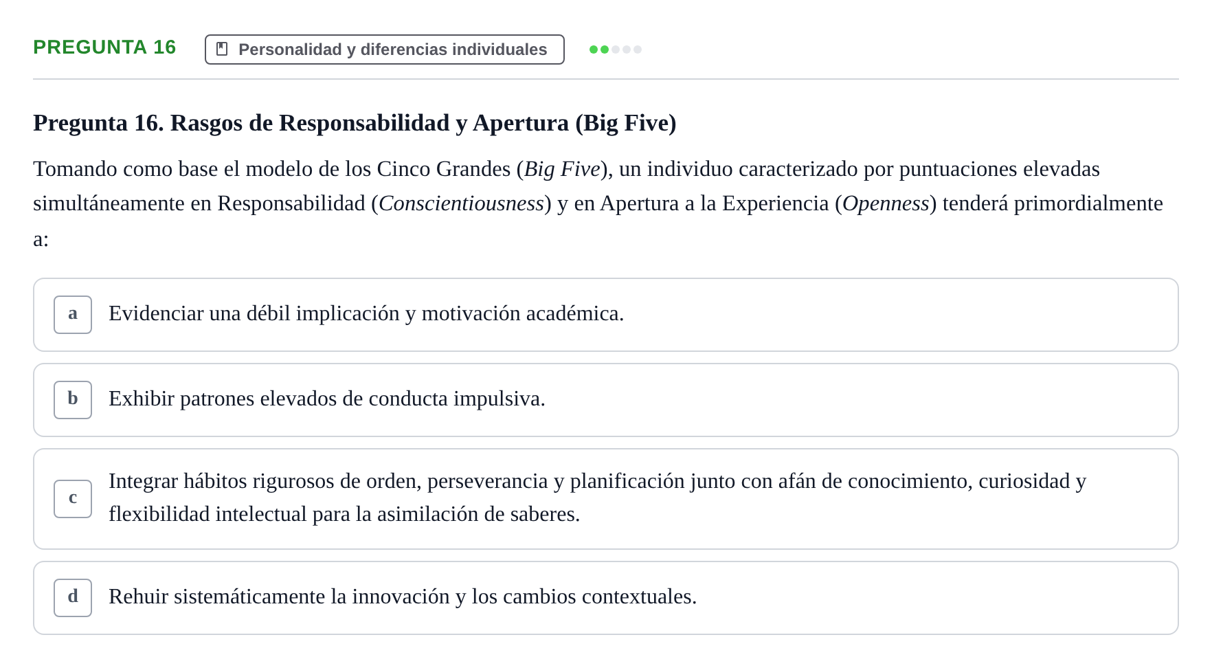 Enunciado: Pregunta 16