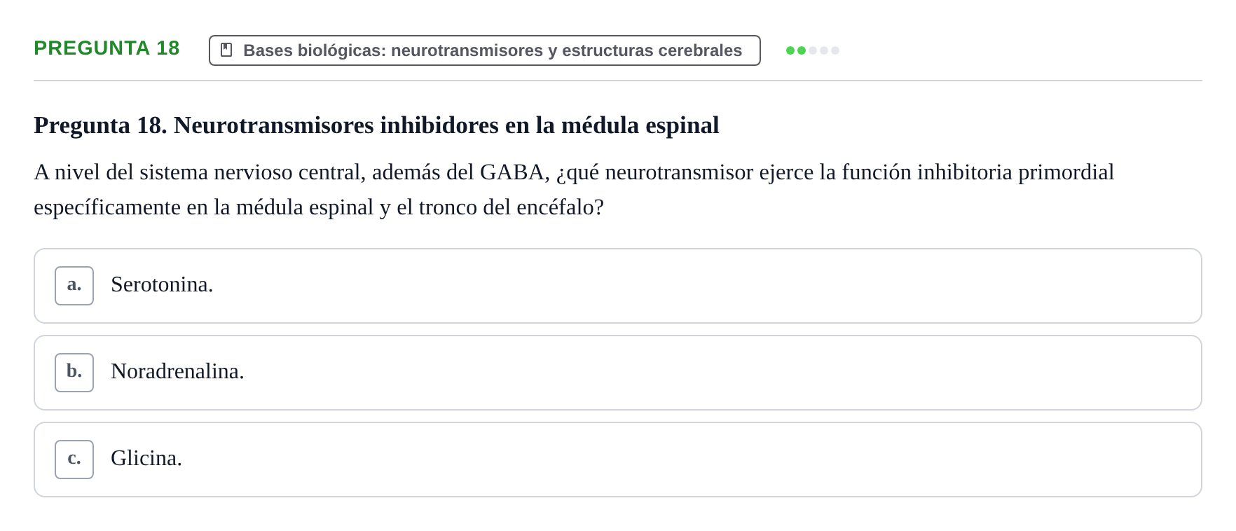 Enunciado: Pregunta 18