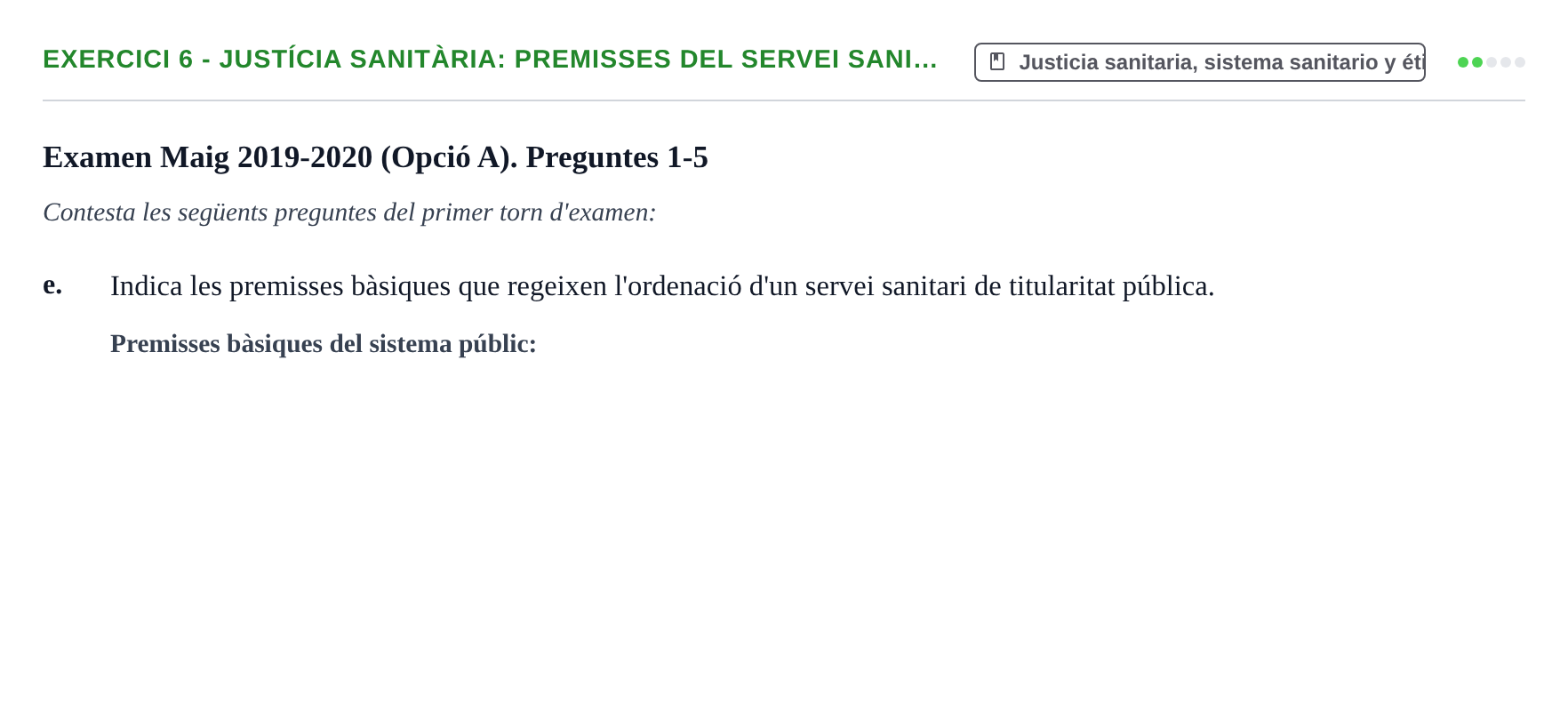Enunciado: Ejercicio 6 - Justícia sanitària: premisses del servei sani… · Bases de Comunicación y Ética URV 2011