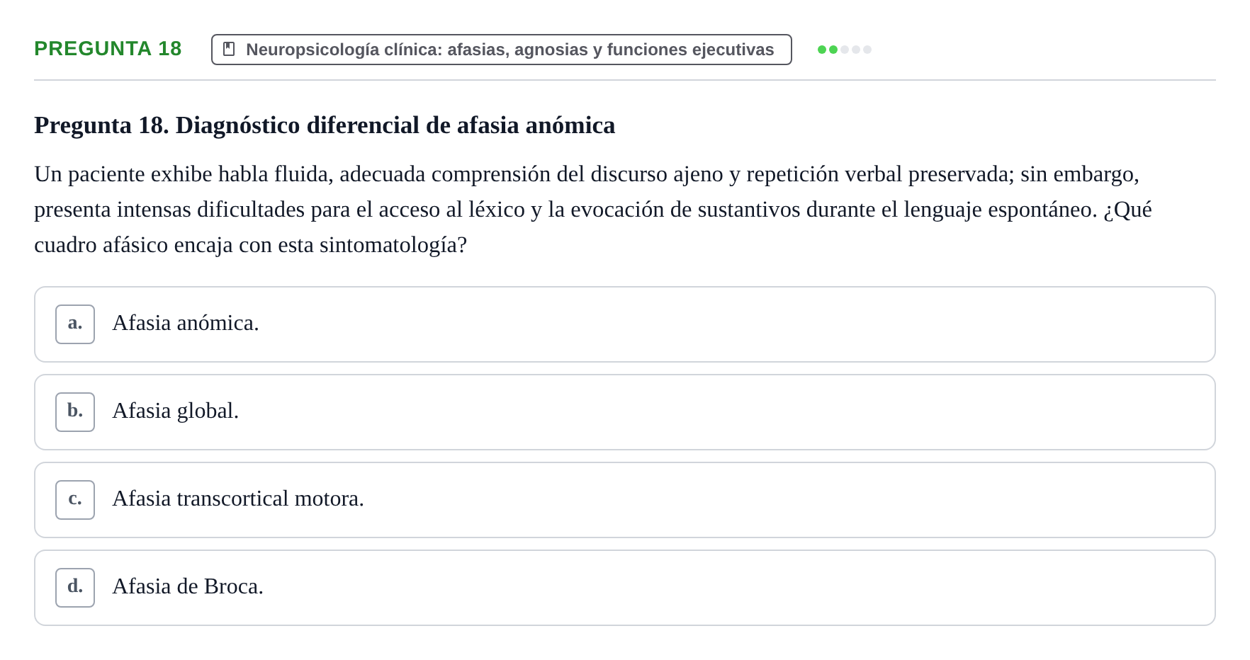 Enunciado: Pregunta 18
