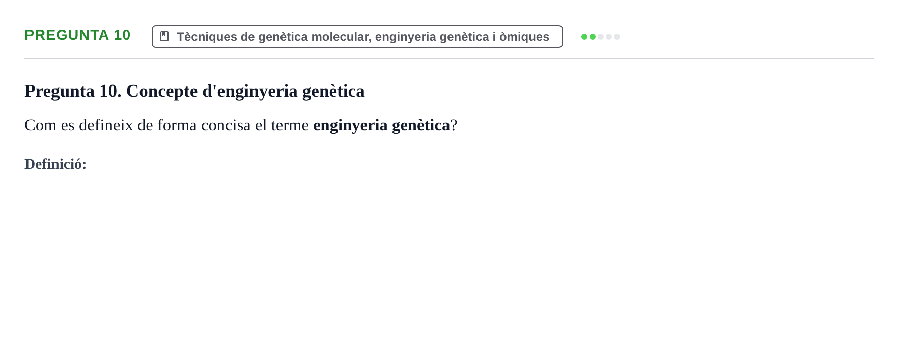 Enunciado: Pregunta 10 · Biología Celular y Fundamentos de Genética URV 2024