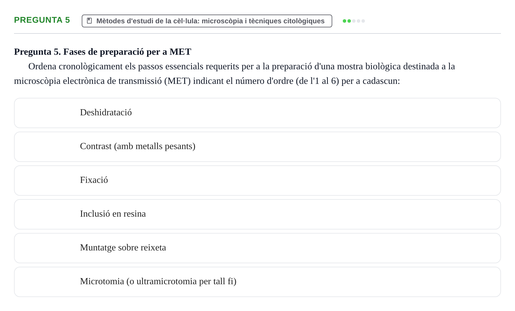 Enunciado: Pregunta 5 · Biología Celular y Fundamentos de Genética URV 2024