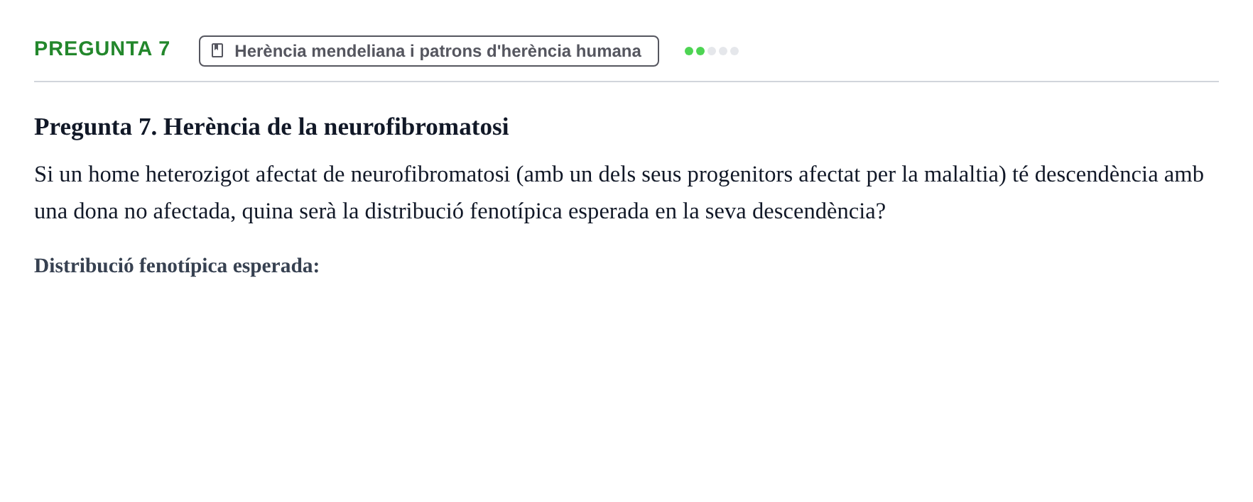 Enunciado: Pregunta 7 · Biología Celular y Fundamentos de Genética URV 2024