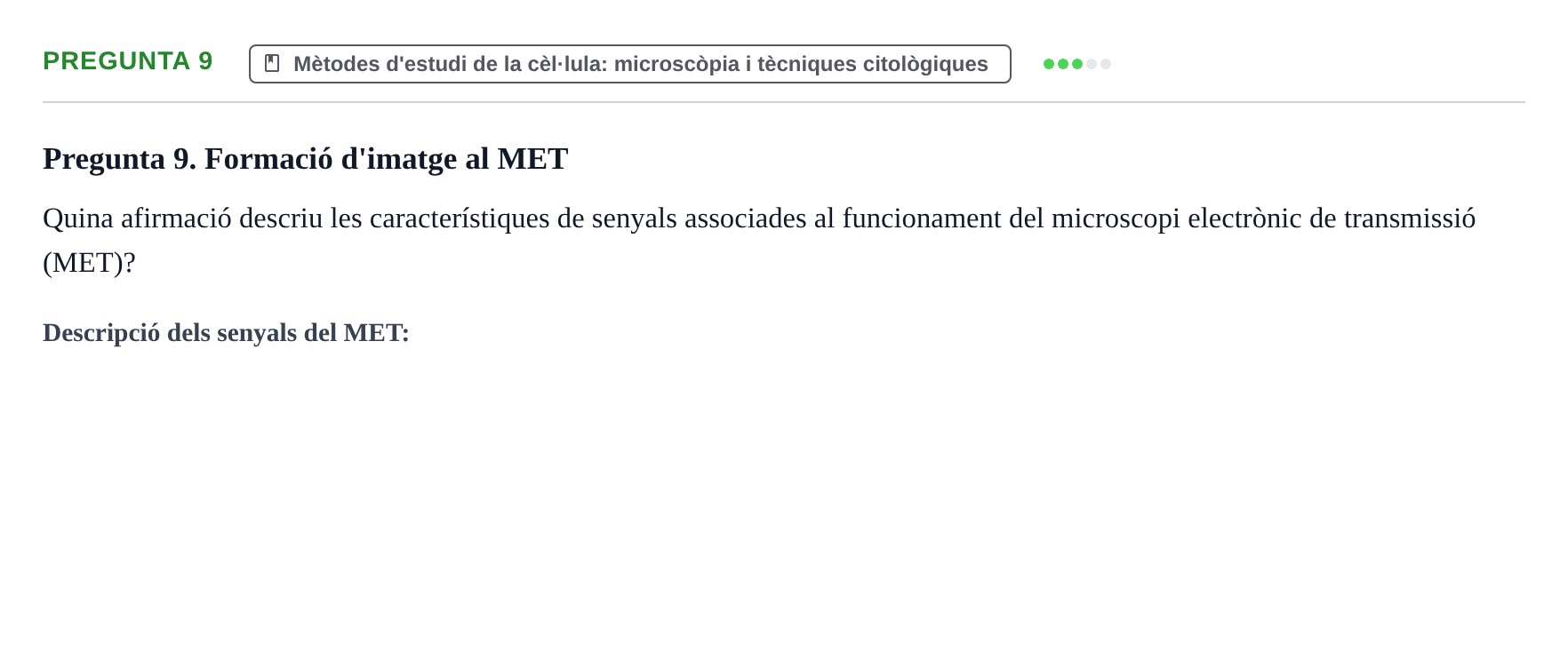 Enunciado: Pregunta 9 · Biología Celular y Fundamentos de Genética URV 2024