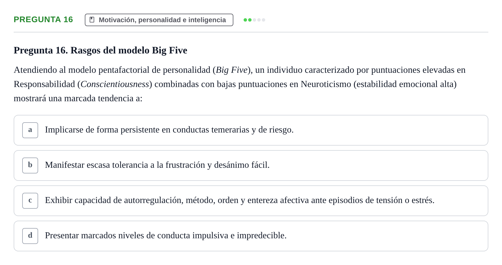 Enunciado: Pregunta 16