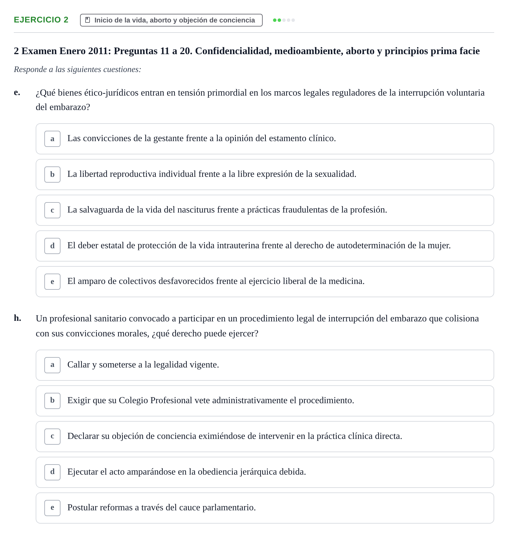 Enunciado: Ejercicio 2 - Inicio de la vida, aborto y objeción de conci… · Bases de Comunicación y Ética URV 2011