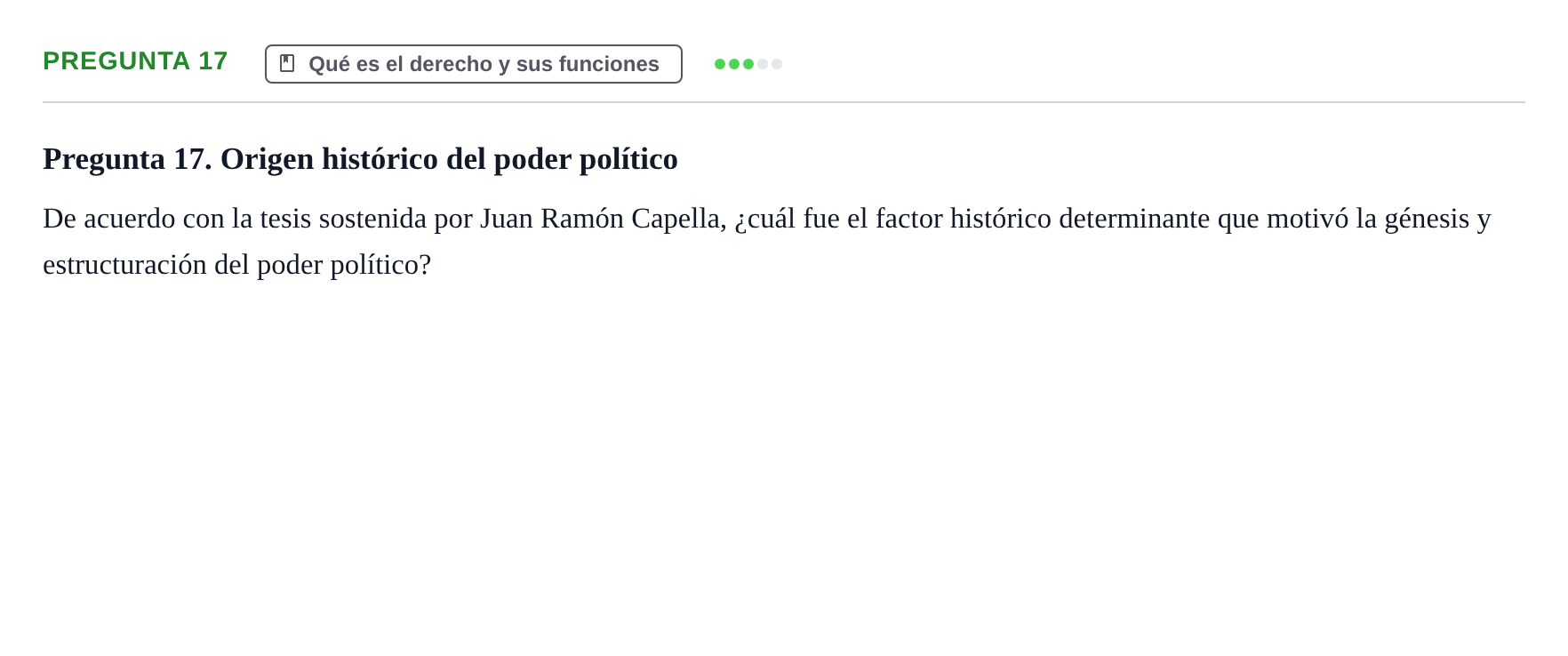 Enunciado: Pregunta 17 · Fundamentos del Derecho UB 2022