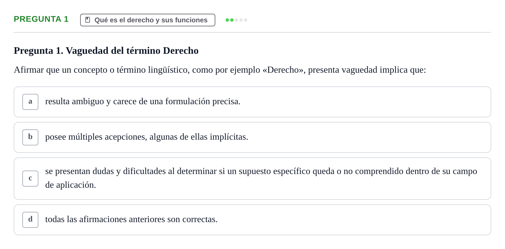 Enunciado: Pregunta 1 · Fundamentos del Derecho UB 2022
