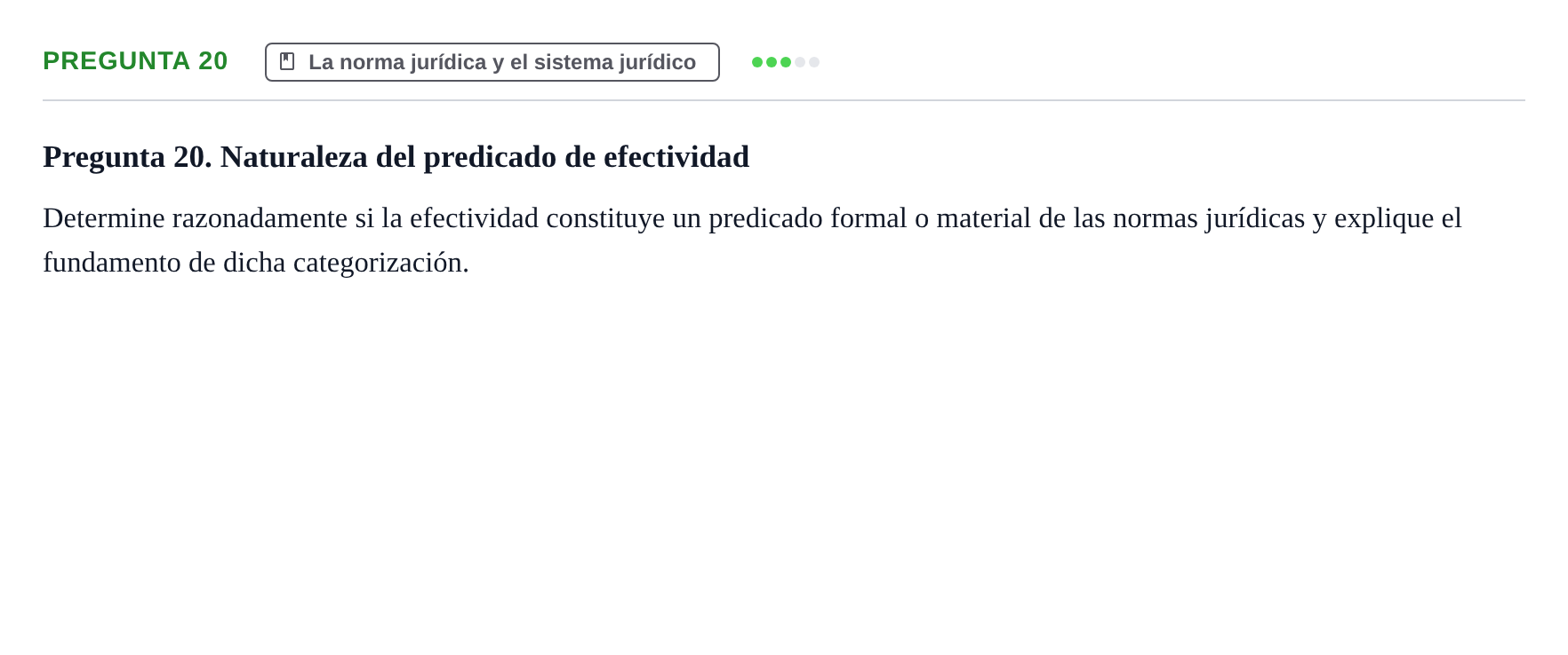 Enunciado: Pregunta 20 · Fundamentos del Derecho UB 2022
