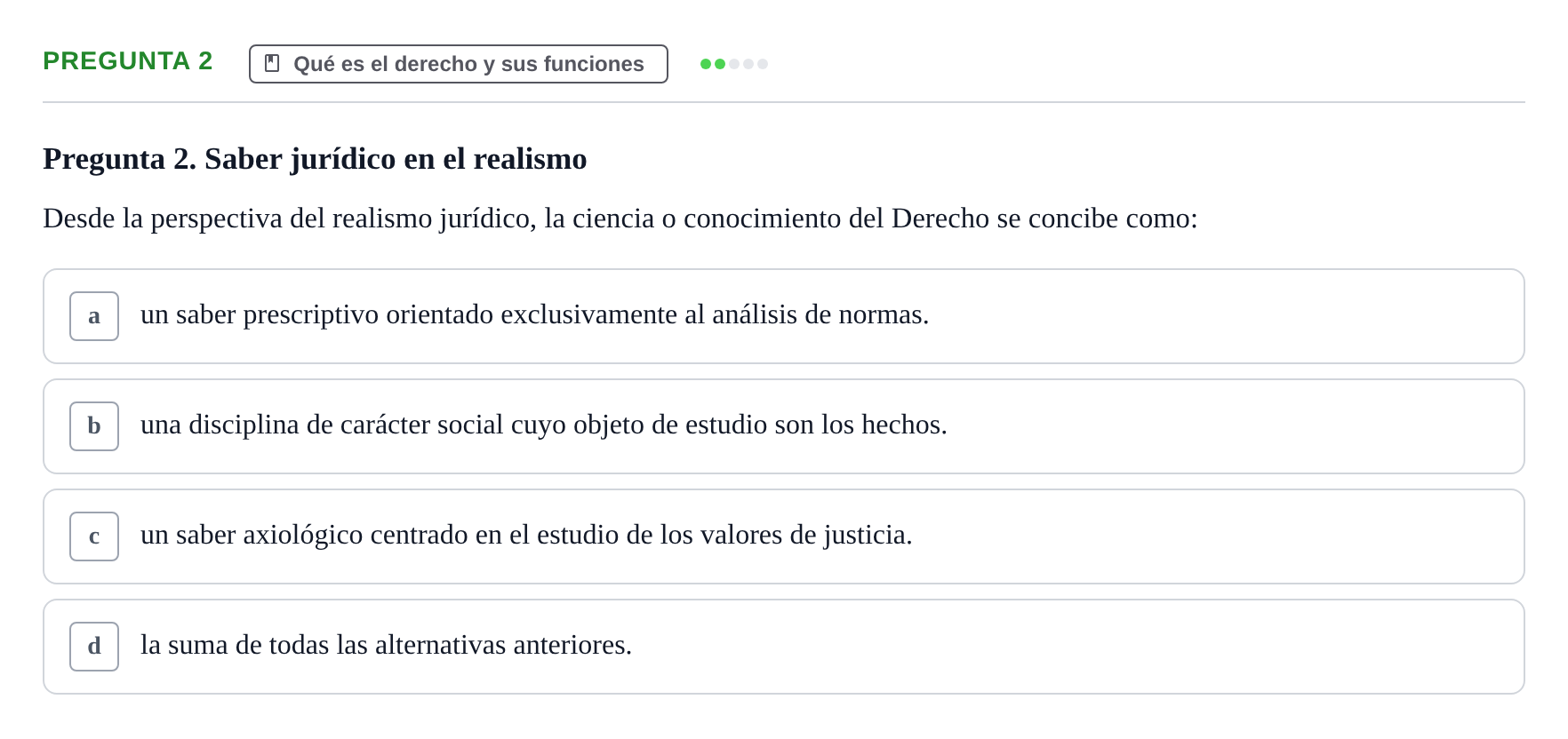 Enunciado: Pregunta 2 · Fundamentos del Derecho UB 2022