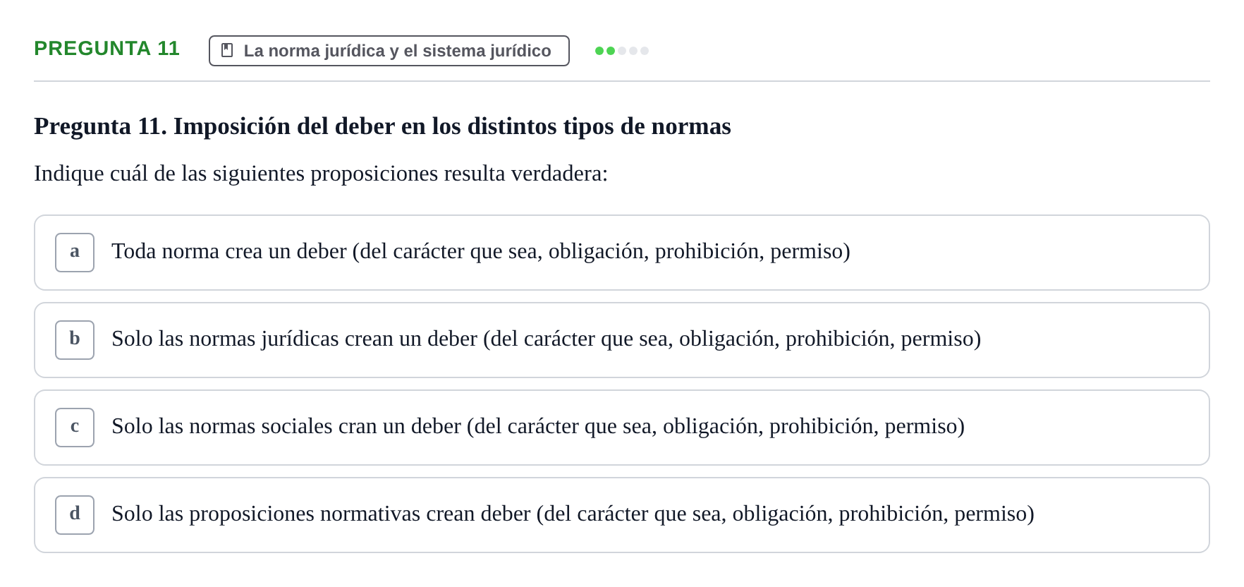 Enunciado: Pregunta 11 · Fundamentos del Derecho UB 2023