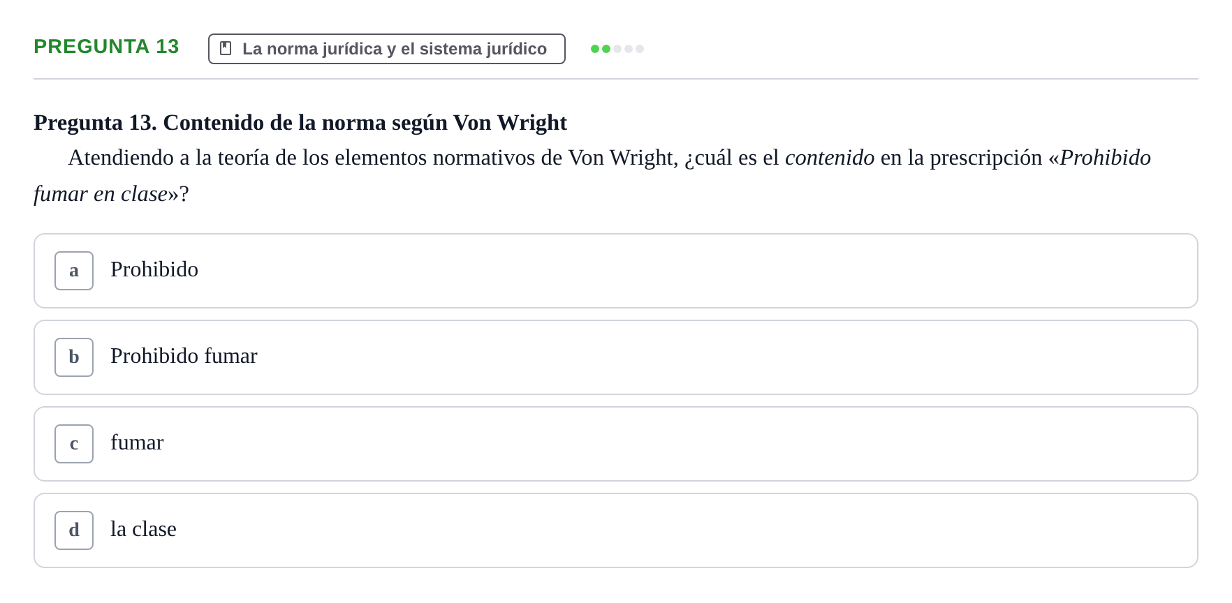 Enunciado: Pregunta 13 · Fundamentos del Derecho UB 2023