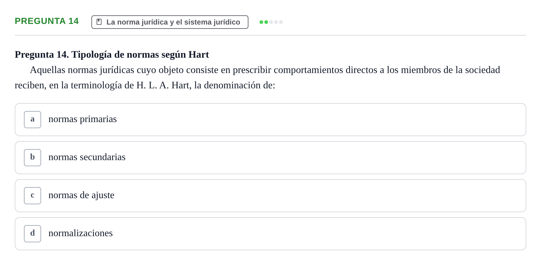 Enunciado: Pregunta 14 · Fundamentos del Derecho UB 2023