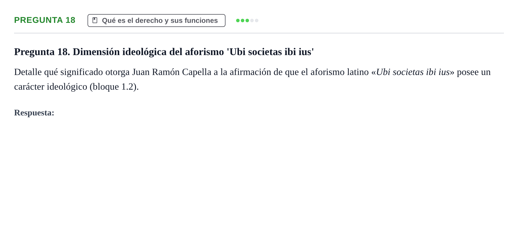 Enunciado: Pregunta 18 · Fundamentos del Derecho UB 2023