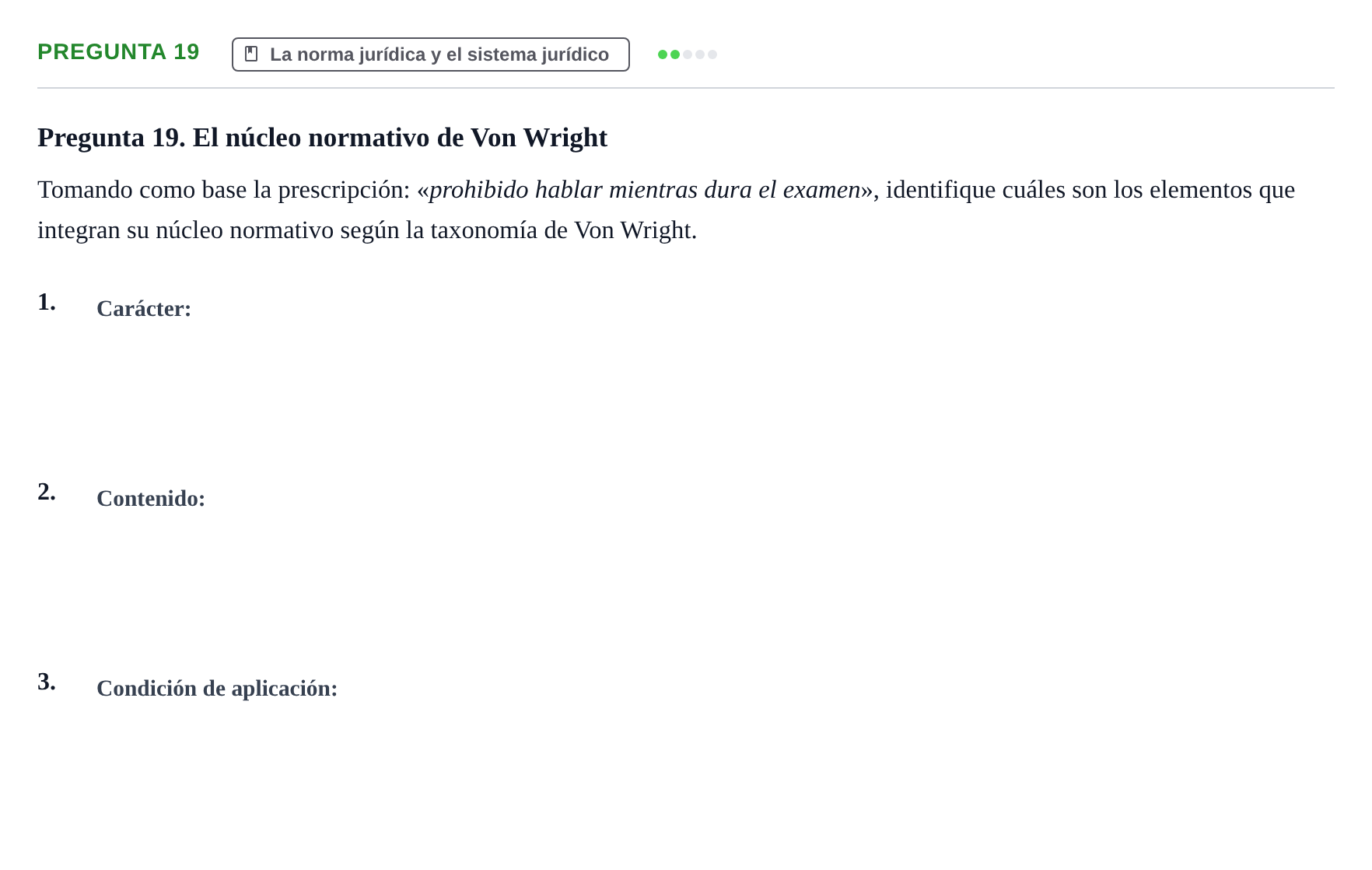 Enunciado: Pregunta 19 · Fundamentos del Derecho UB 2023