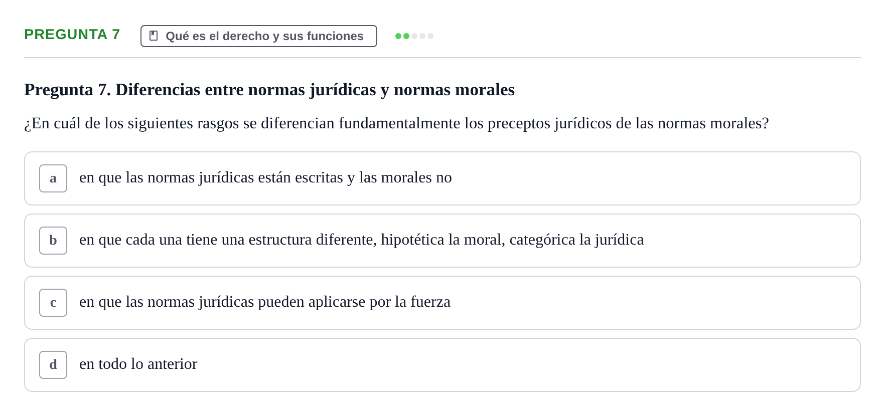 Enunciado: Pregunta 7 · Fundamentos del Derecho UB 2023