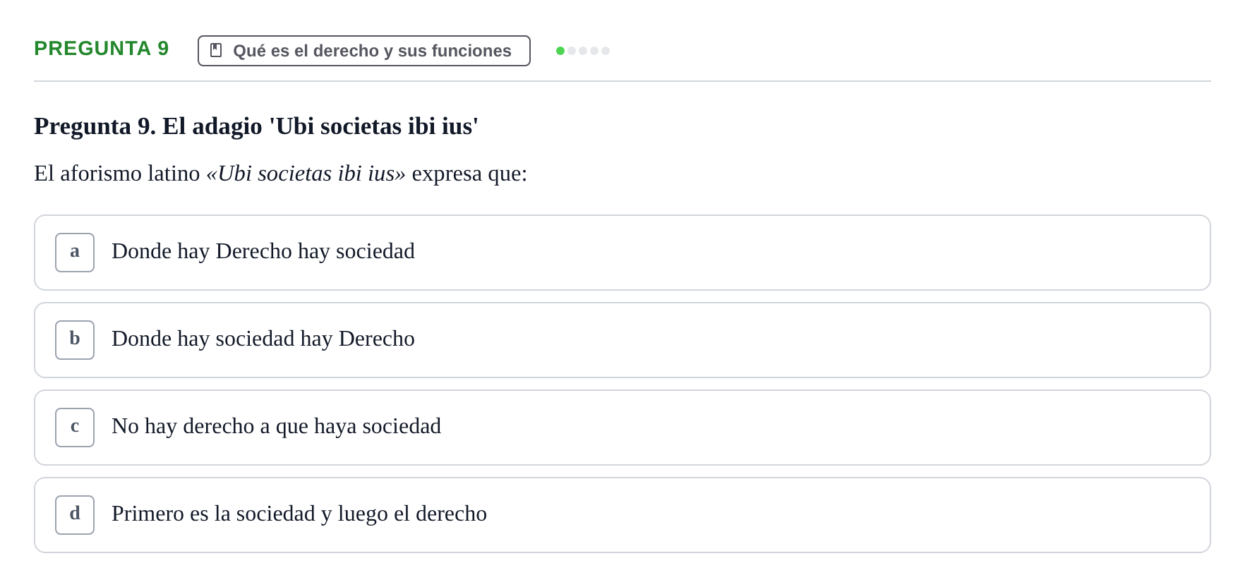 Enunciado: Pregunta 9 · Fundamentos del Derecho UB 2023
