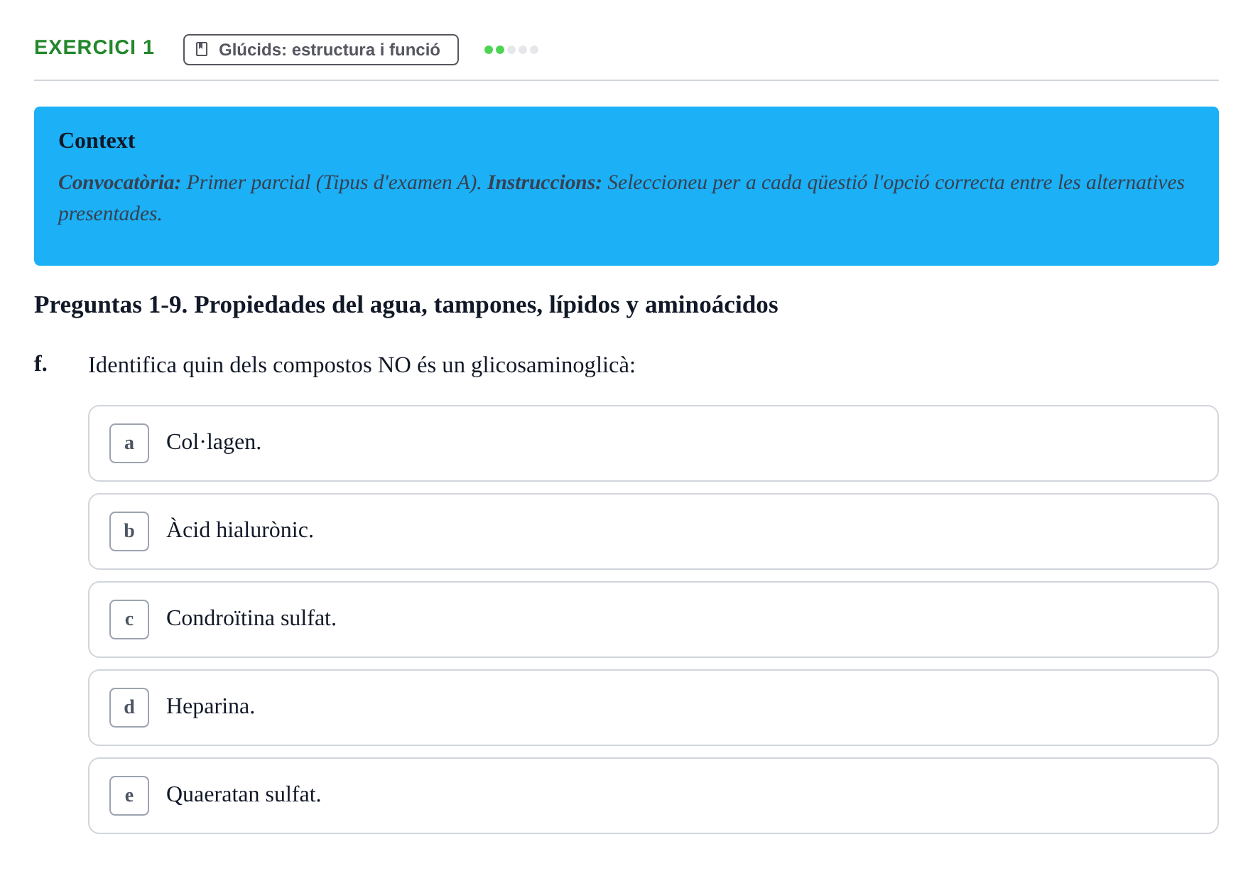 Enunciado: Ejercicio 1 - Glúcids · Bioquímica y Biología Molecular URV Examen Primer Parcial. Bioquímica y Biología Molecular