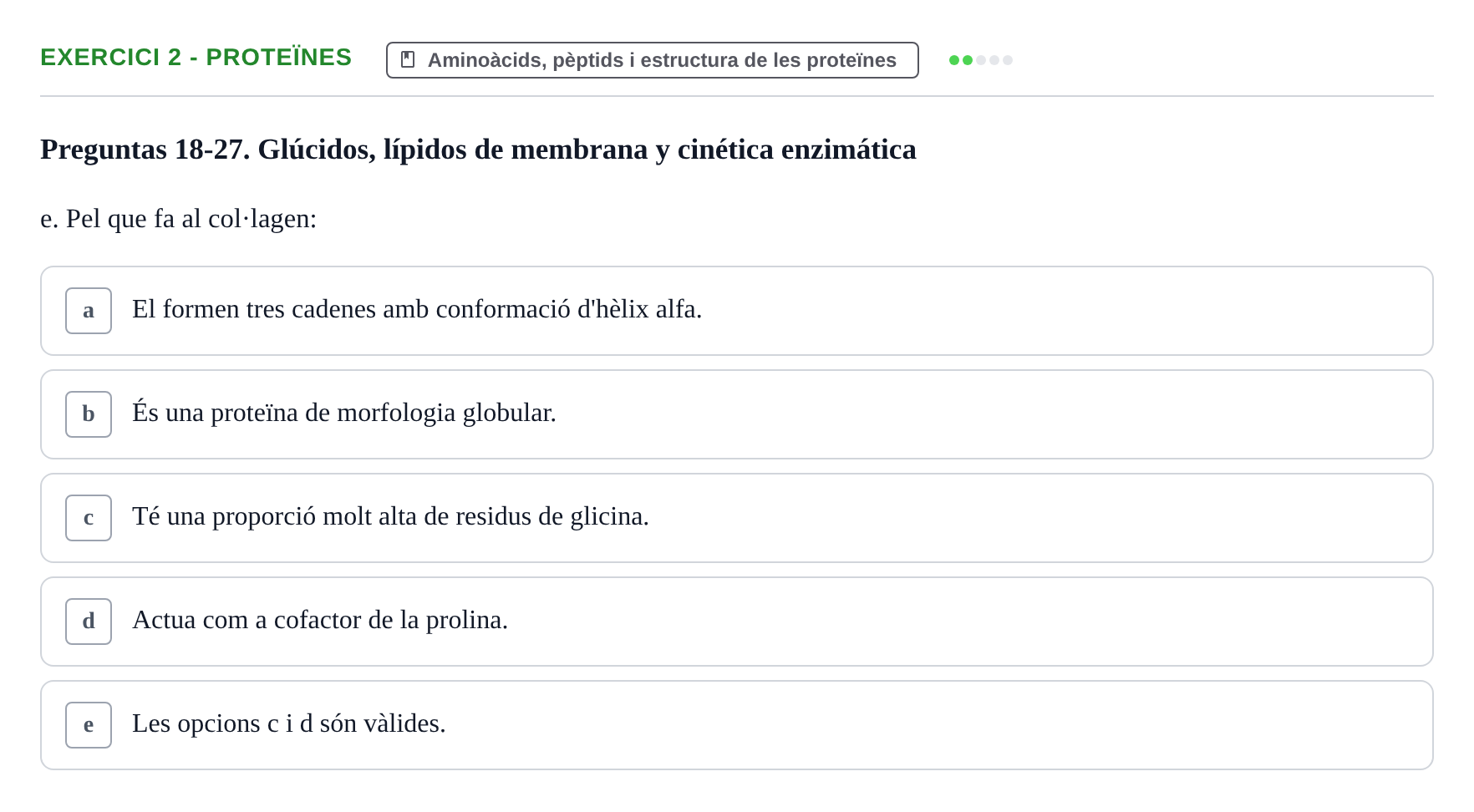 Enunciado: Ejercicio 2 - Proteïnes · Bioquímica y Biología Molecular URV Examen Primer Parcial. Bioquímica y Biología Molecular