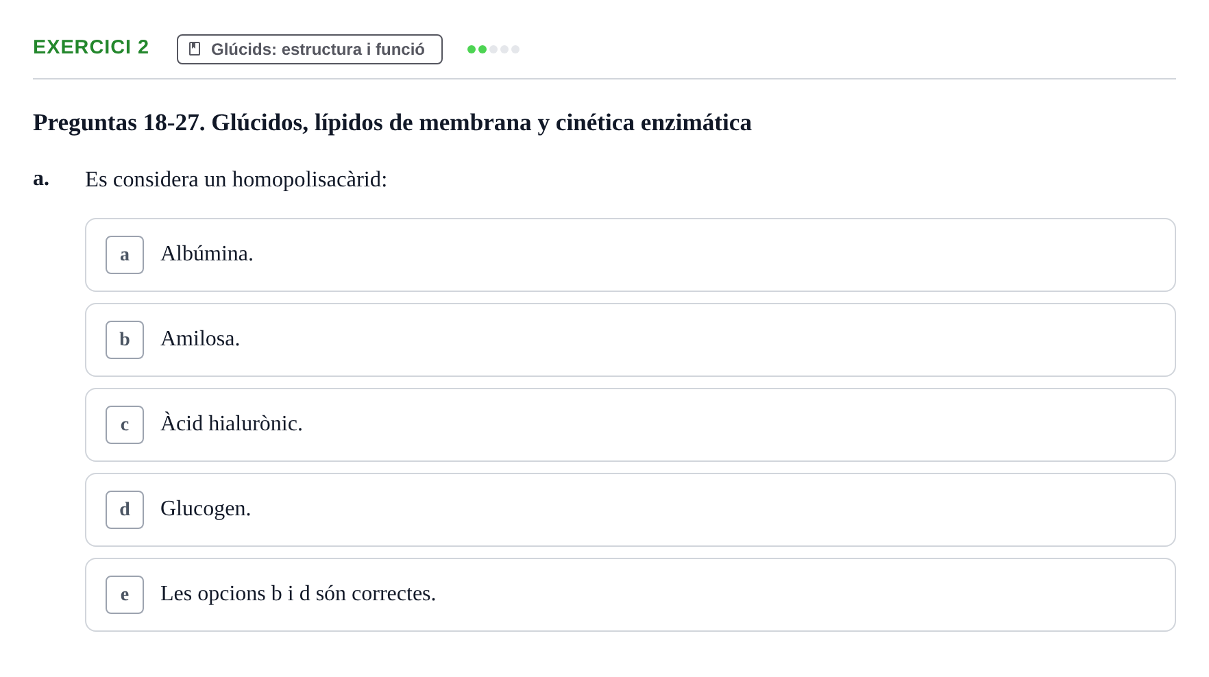 Enunciado: Ejercicio 2 - Glúcids · Bioquímica y Biología Molecular URV Examen Primer Parcial. Bioquímica y Biología Molecular