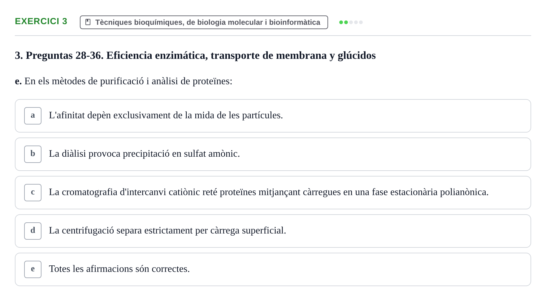 Enunciado: Ejercicio 3 - Tècniques bioquímiques · Bioquímica y Biología Molecular URV Examen Primer Parcial. Bioquímica y Biología Molecular