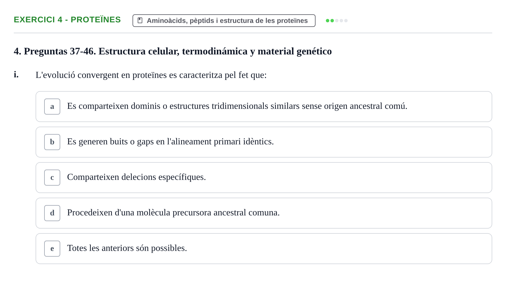 Enunciado: Ejercicio 4 - Proteïnes · Bioquímica y Biología Molecular URV Examen Primer Parcial. Bioquímica y Biología Molecular