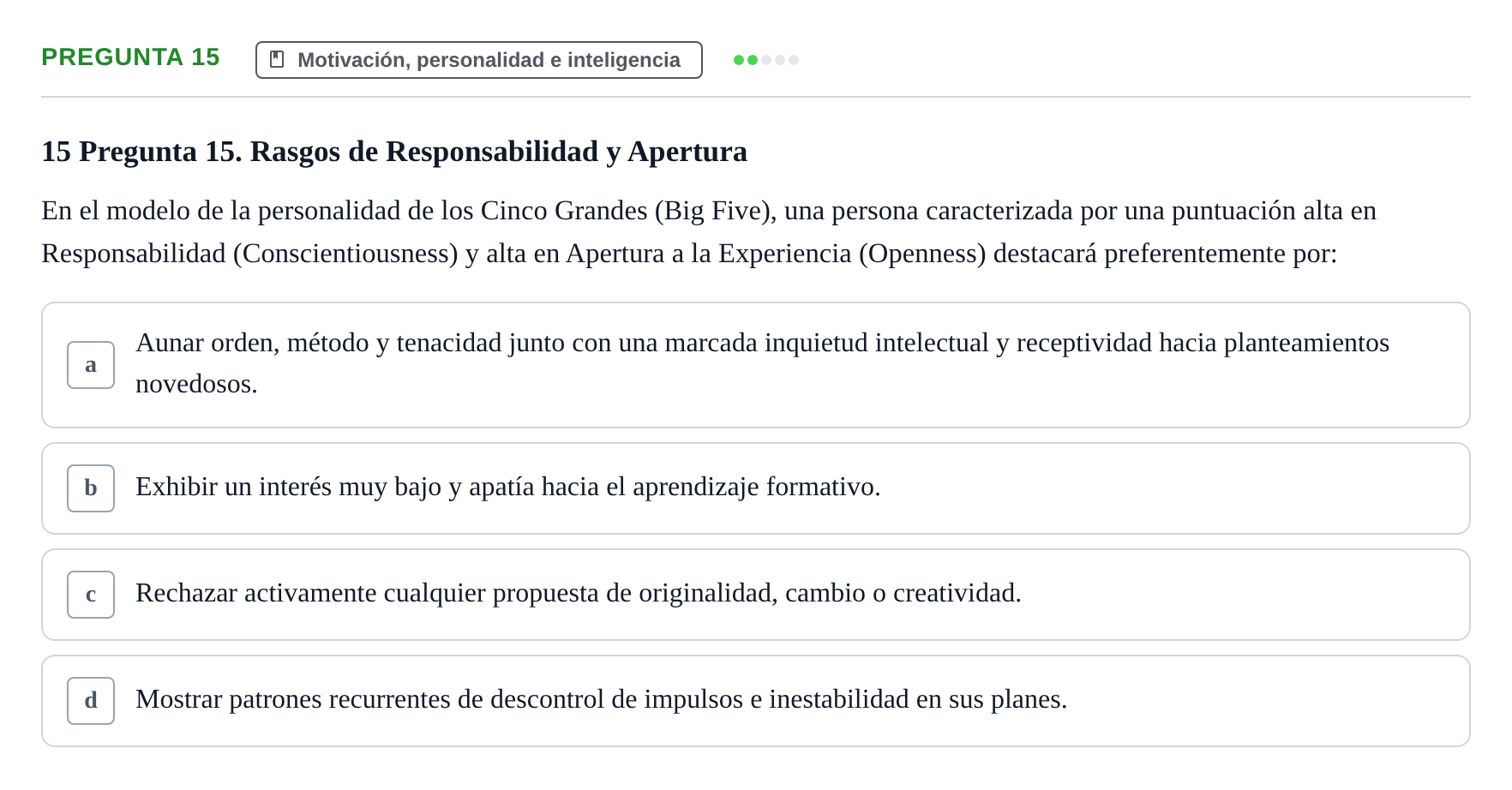 Enunciado: Pregunta 15