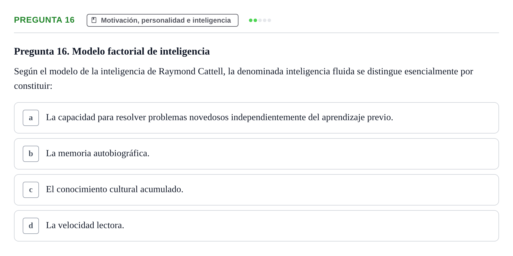 Enunciado: Pregunta 16