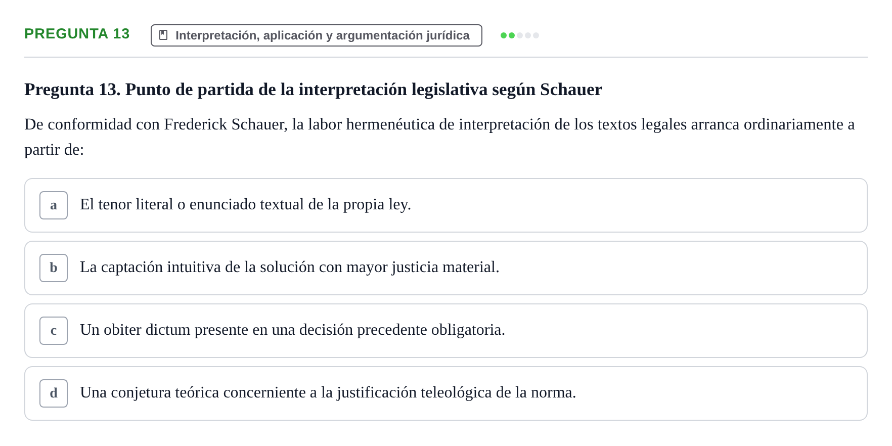 Enunciado: Pregunta 13 · Fundamentos del Derecho UB Examen de Teoría del Derecho