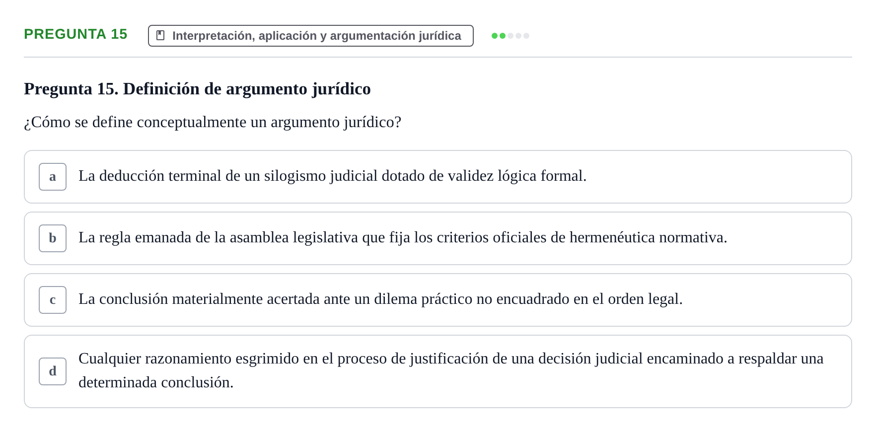 Enunciado: Pregunta 15 · Fundamentos del Derecho UB Examen de Teoría del Derecho