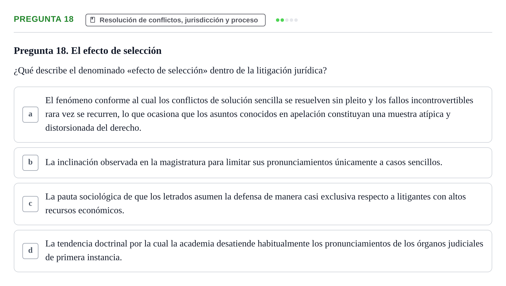 Enunciado: Pregunta 18 · Fundamentos del Derecho UB Examen de Teoría del Derecho