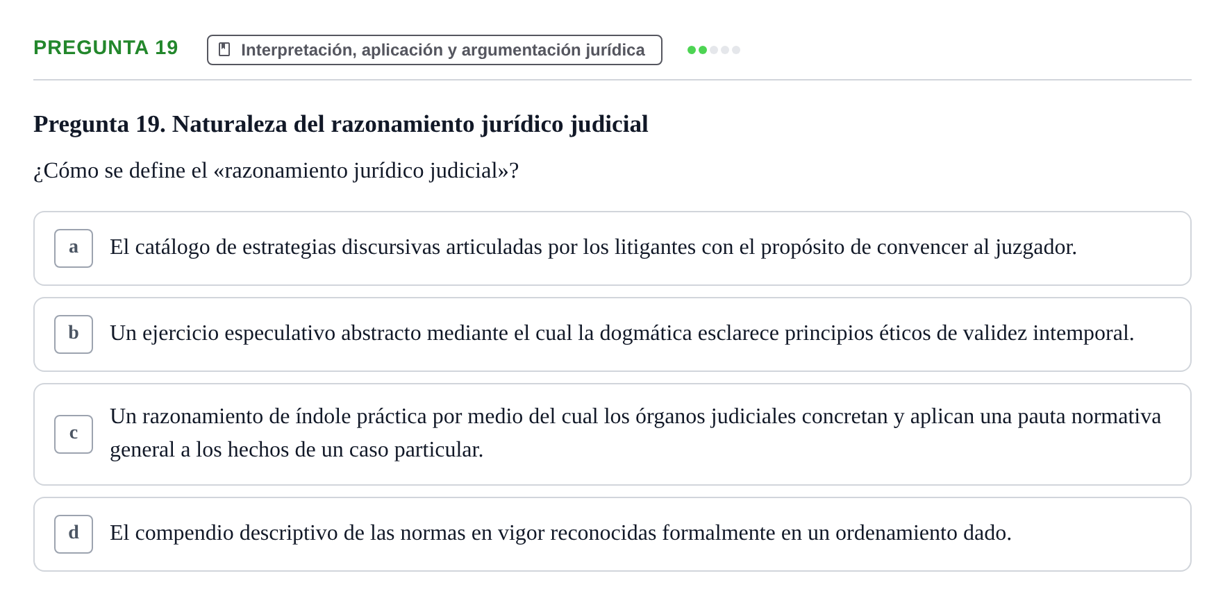 Enunciado: Pregunta 19 · Fundamentos del Derecho UB Examen de Teoría del Derecho